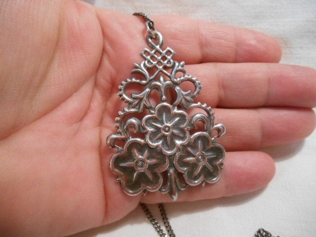 Prachtige antieke Nederlandse zilveren hanger met ketting, Verzenden, Gebruikt, Zilver, Zilver