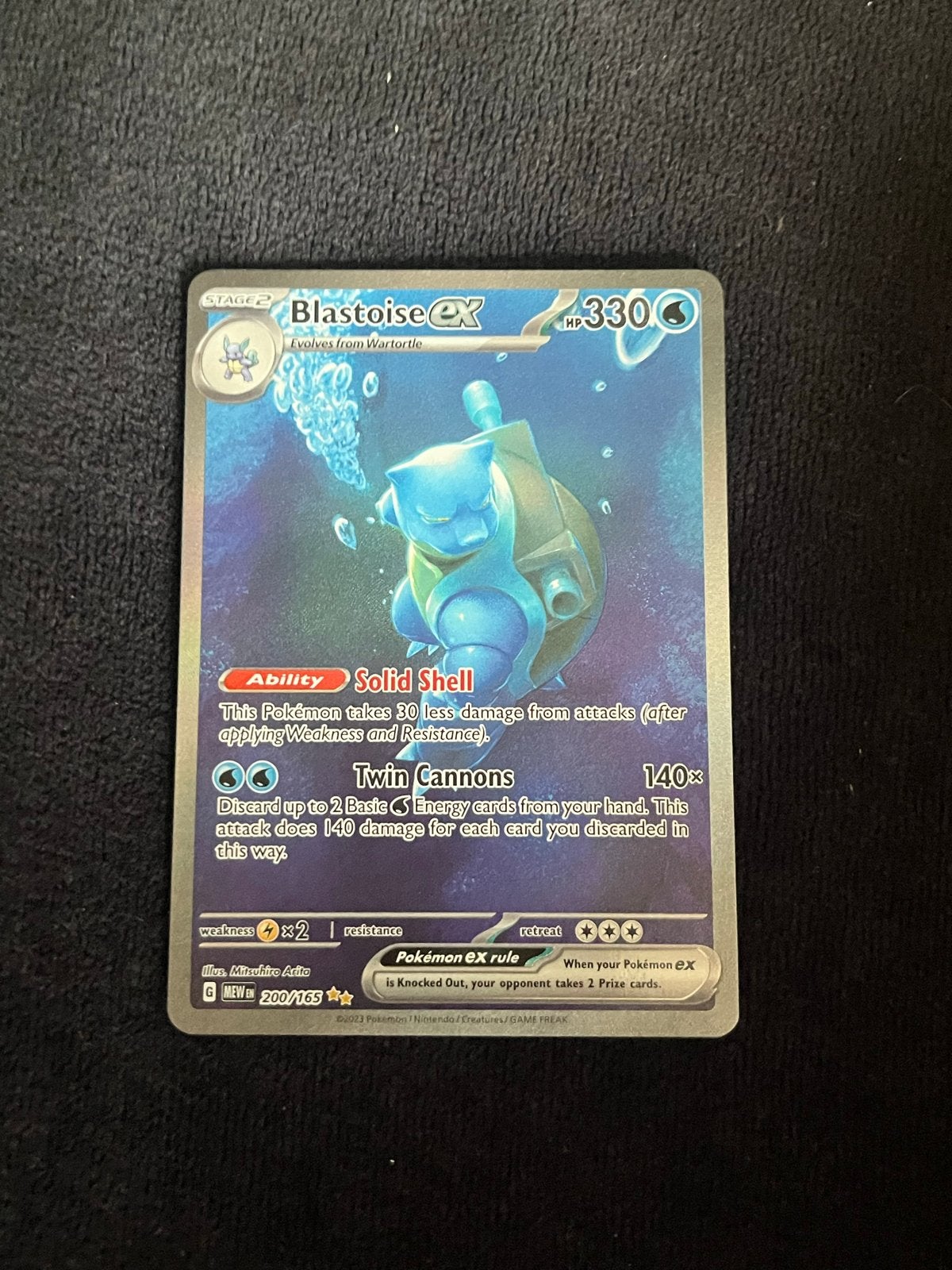 Blastoise ex 151 200/165 NM Pokemon Kaart, Ophalen of Verzenden, Zo goed als nieuw, Losse kaart, Foil