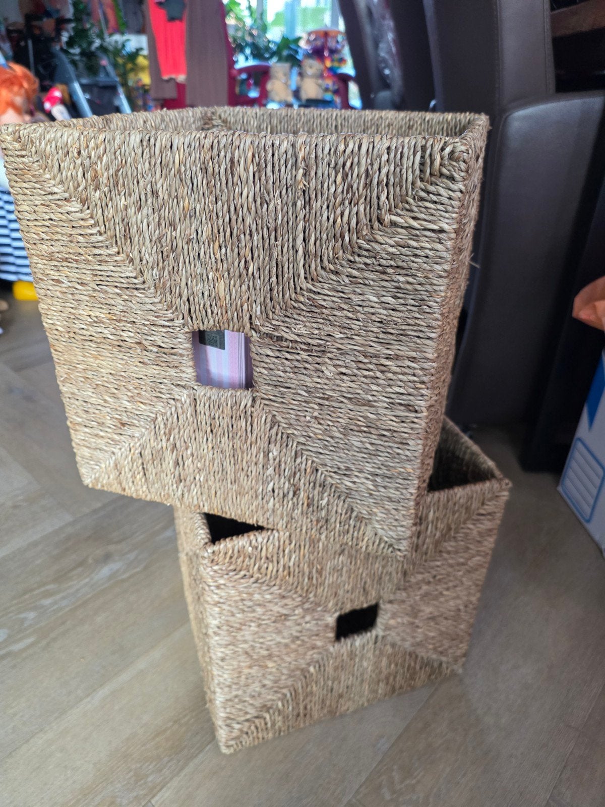 2x IKEA Knipsa Zeegras Manden - Zo goed als nieuw, Mand, Vierkant, Ophalen of Verzenden, Zo goed als nieuw