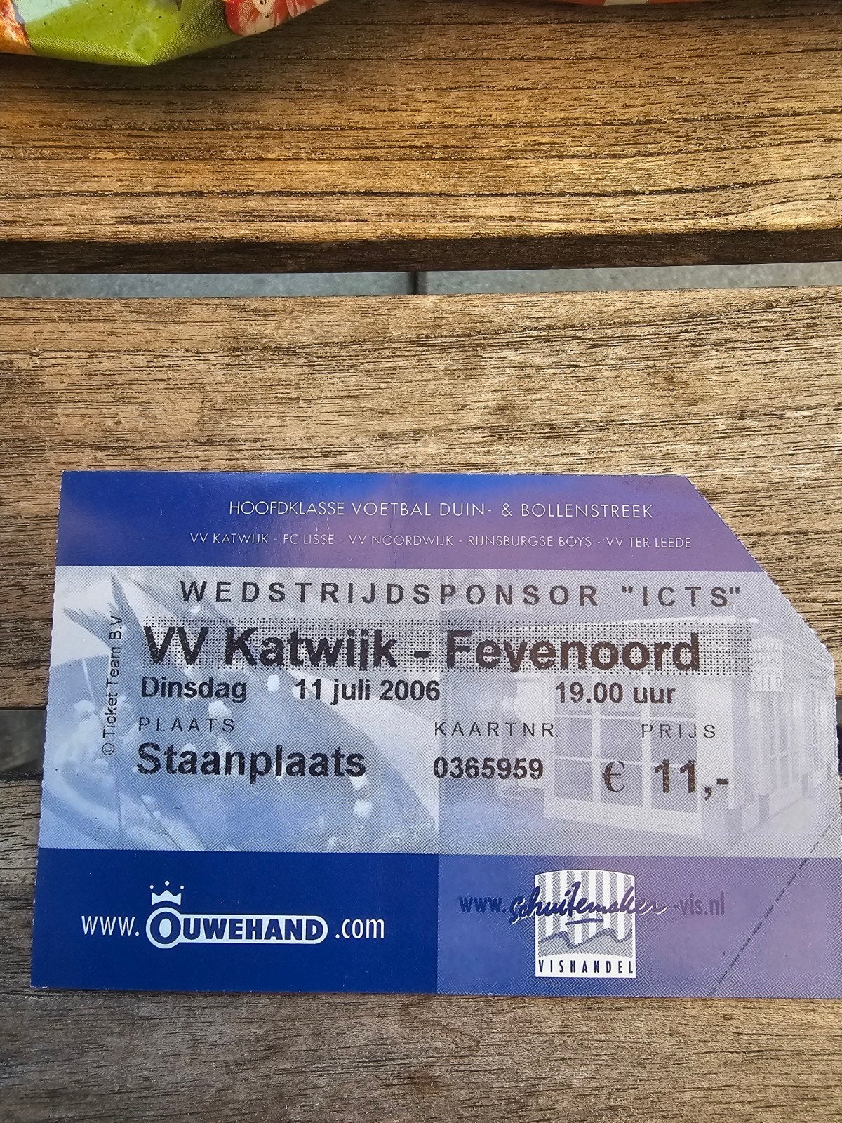 kaartje katwijk-feyenoord 11 juli 2006, Verzenden, Feyenoord, Poster, Plaatje of Sticker
