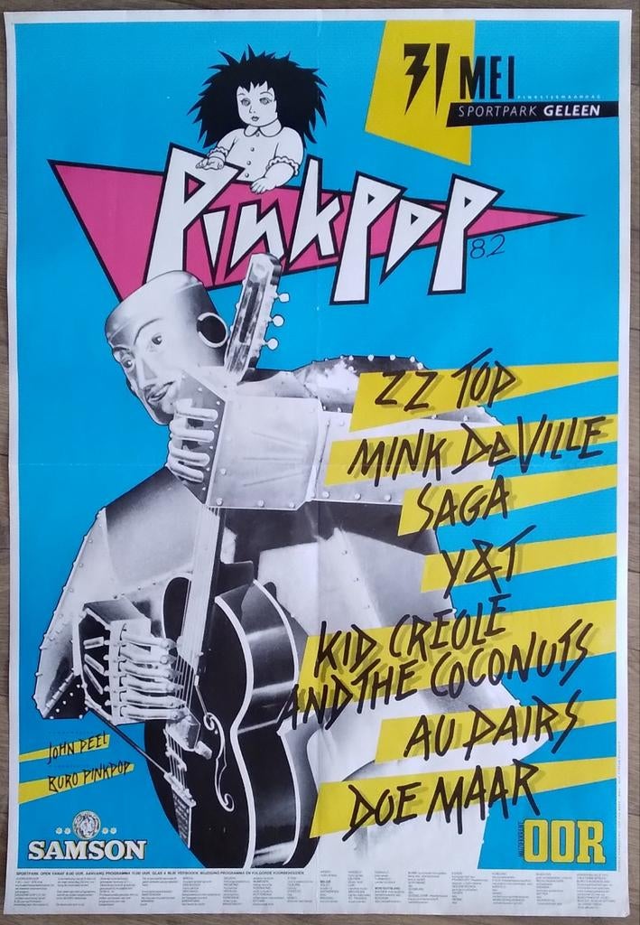 Pinkpop 1982 Originele Poster - ZZ Top, Doe Maar, Samson, Ophalen of Verzenden