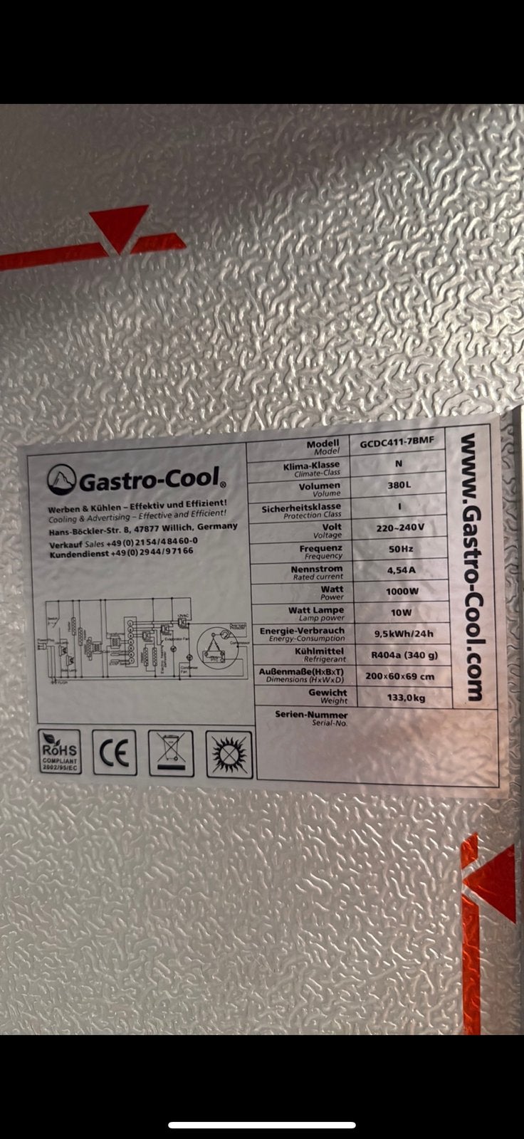 Gastro-cool vriezer defect, Gastro-cool, Gastro-cool, 160 cm of meer, Ophalen