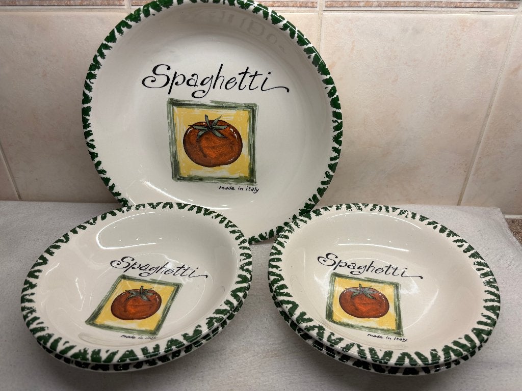Italiaanse Spaghetti Schaal + Bordjes (2), Ophalen of Verzenden