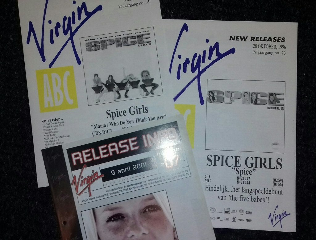 Spice Girls PROMO FOLDERS Virgin Music set van 3, Verzamelen, Verzenden, Spice Girls, NvT, Boek, Tijdschrift of Artikel