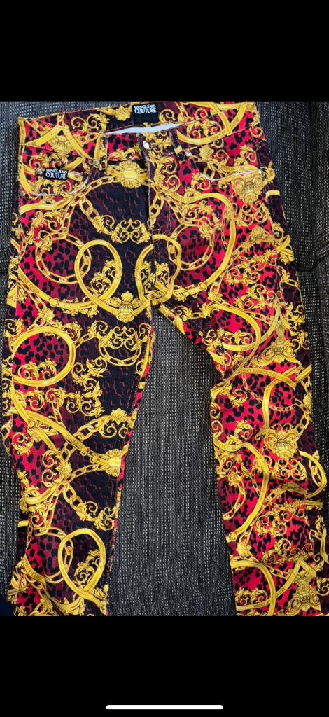 Versace broek, Verzenden, Overige maten, Zo goed als nieuw, Rood