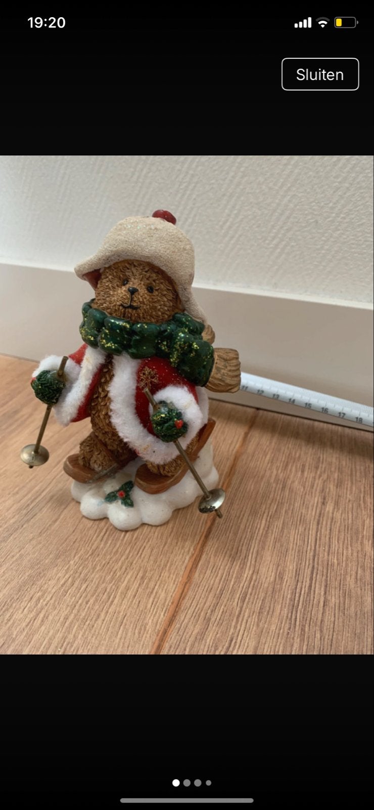 Kerst beren beeldje op ski's - Decoratie, Verzamelen, Ophalen of Verzenden, Gebruikt, Beeldje, Overige merken