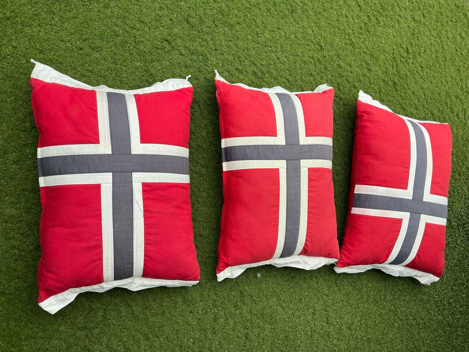 Set van 3 Noorse vlag boot / tuin kussens - Rood, wit, blauw, Ophalen, Overige merken, Gebruikt, Met print