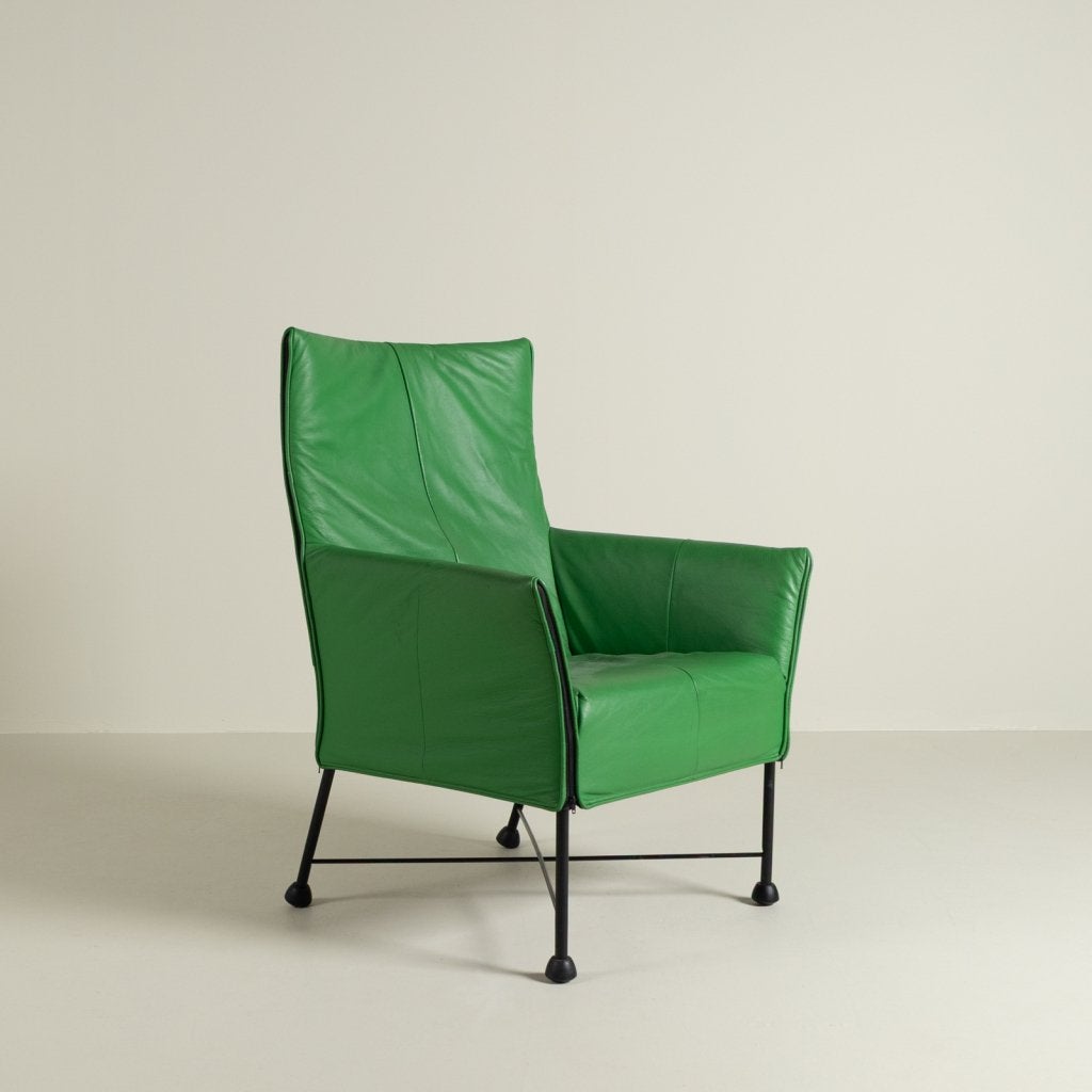 Montis Charly Fauteuil Groen Leer - Zwart (Op Doppen)