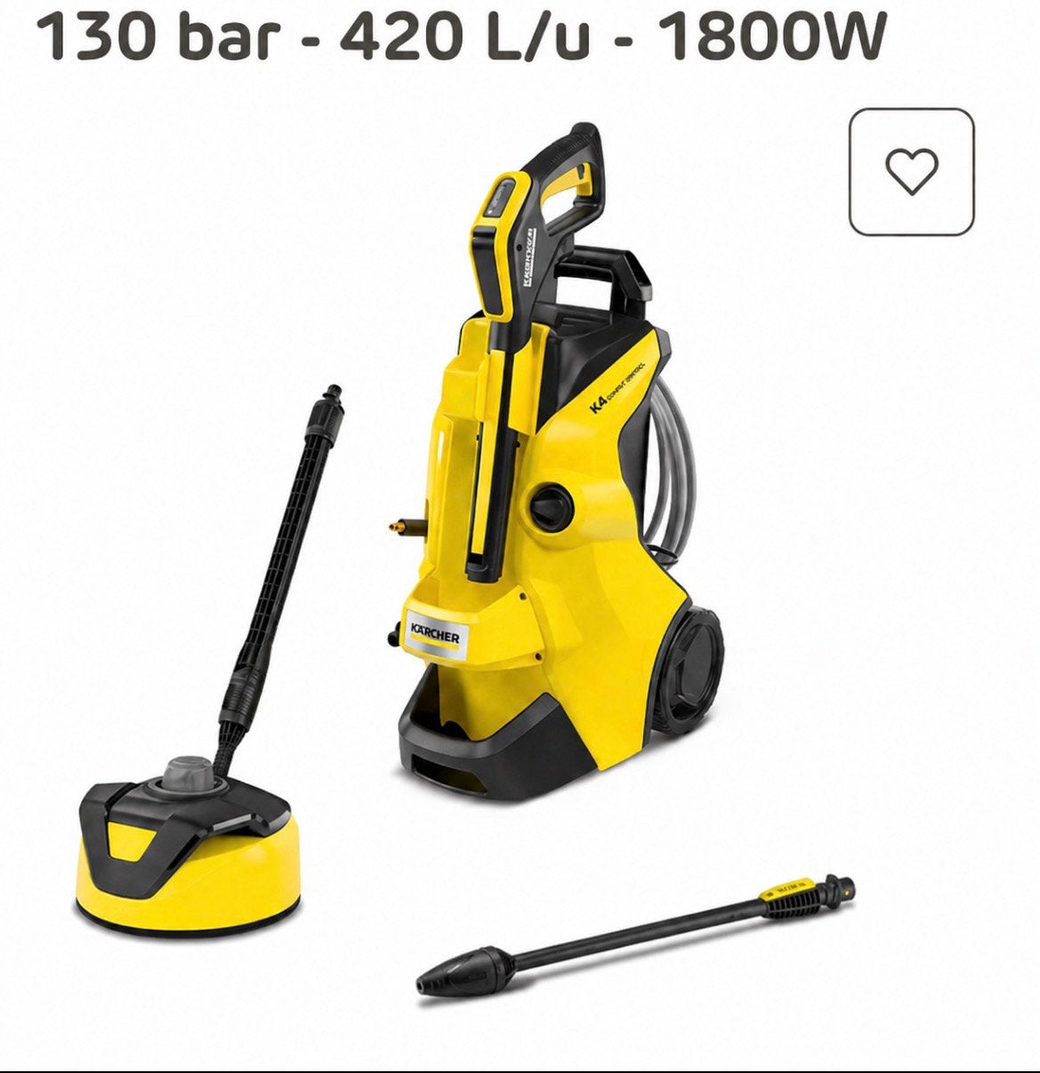 Karcher k4 te huur hogedrukreiniger met terras reiniger, Ophalen of Verzenden, Zo goed als nieuw, Elektrisch