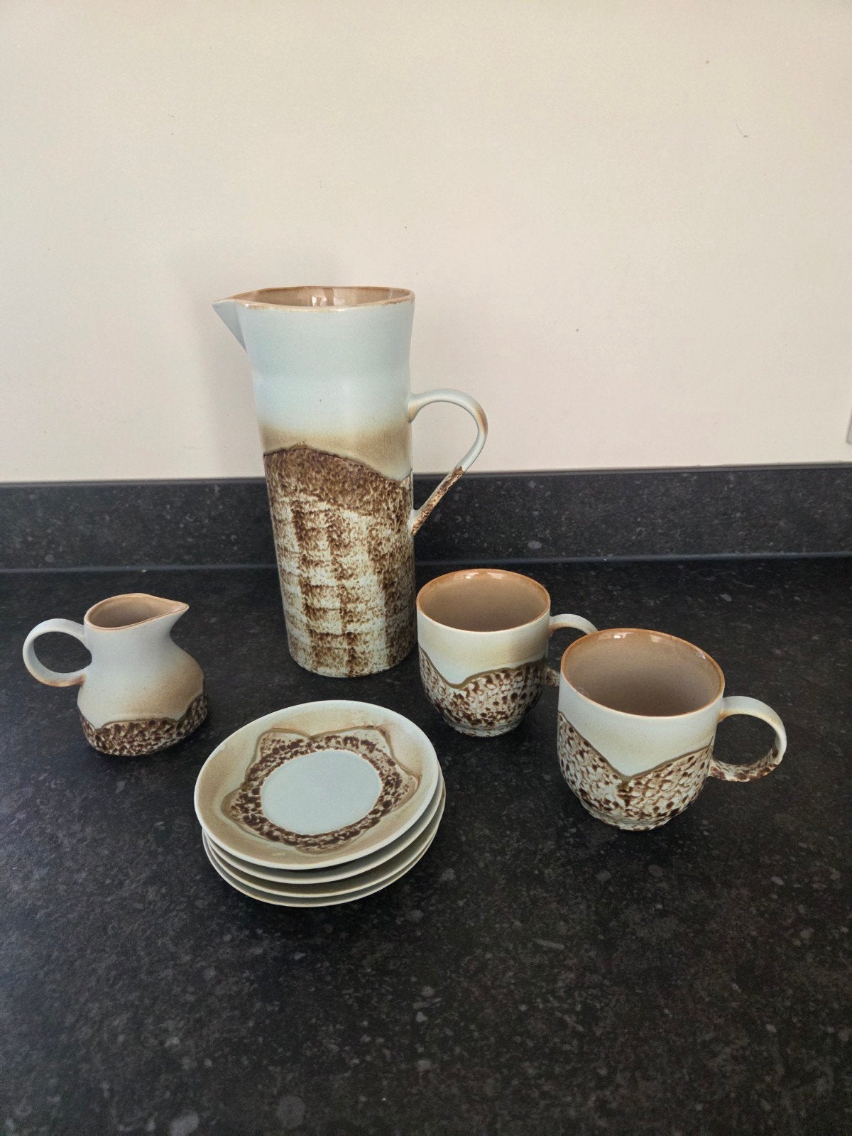 HKliving keramisch servies set - koffie/thee/melkkan, Ophalen, Keramiek, Zo goed als nieuw, Overige stijlen