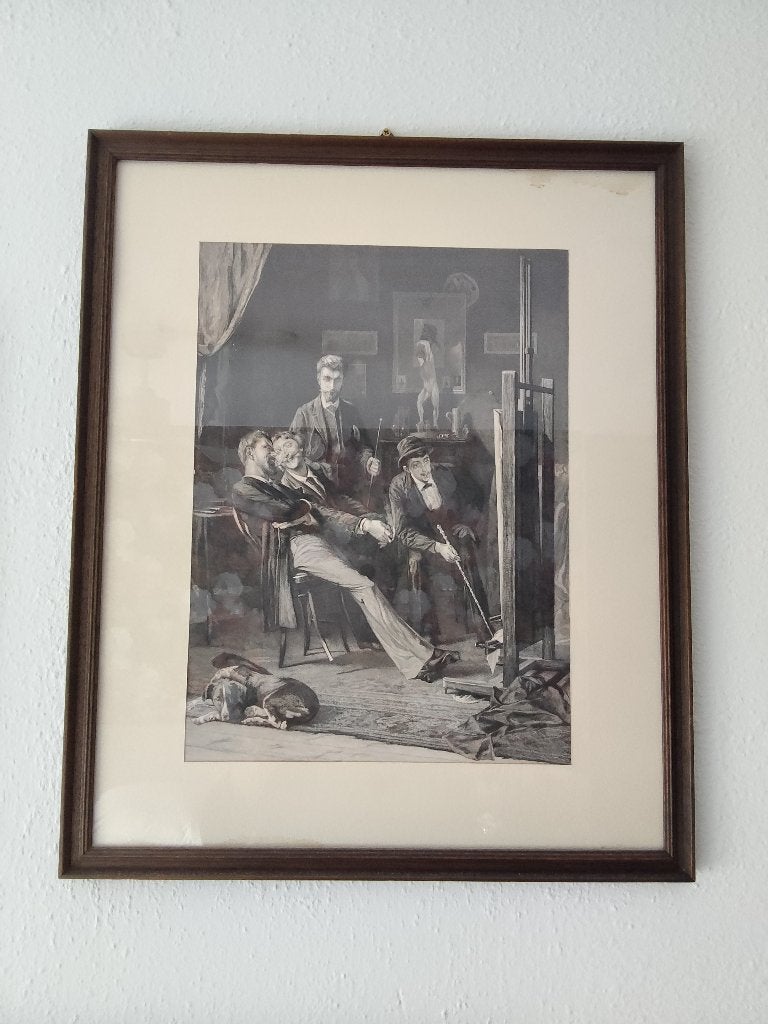 Drie prenten., Antiek en Kunst, Ophalen, Dagelijks leven, Overige technieken, Ingelijst