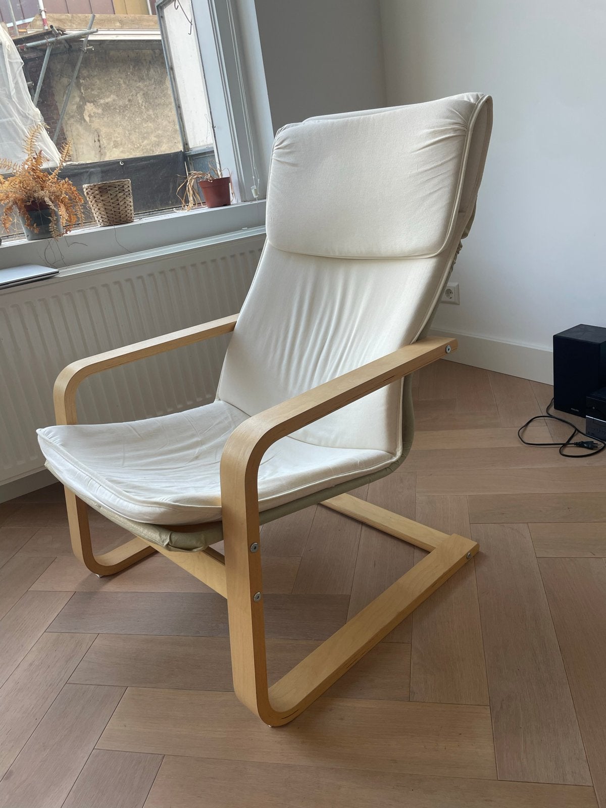 IKEA Poäng fauteuil met witte kussens, Ophalen, Gebruikt, Wit, Eén