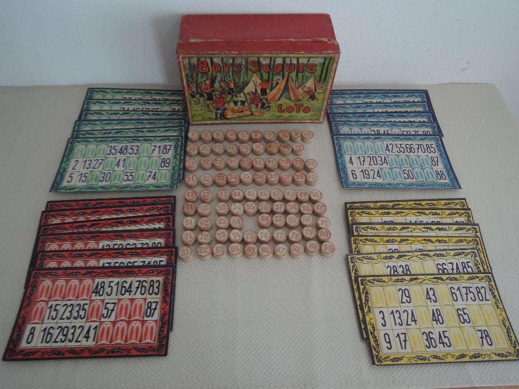 Ouderwets kien / lotto spel in doos, Ophalen of Verzenden, Gebruikt