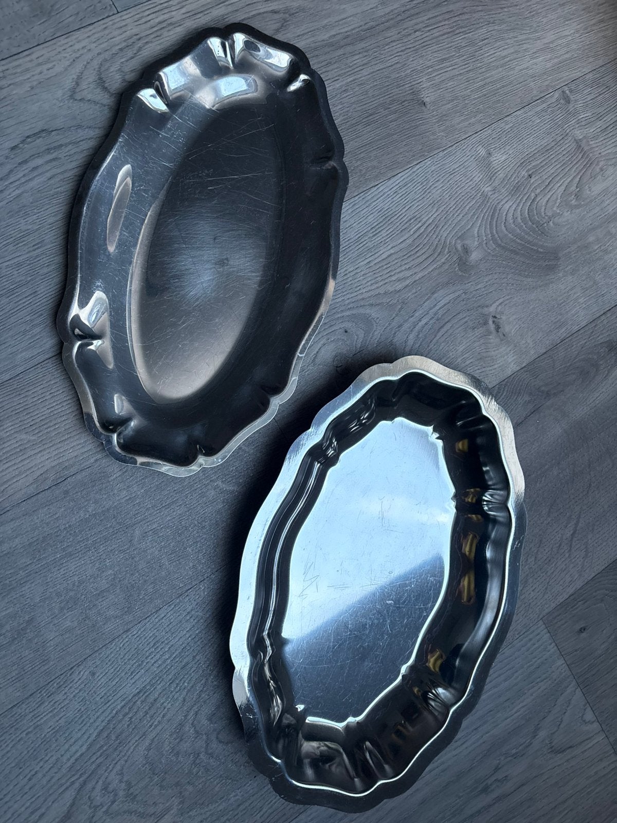 Serveerschalen zilver/chrome, Huis en Inrichting, Serveerschaal, Verzenden, Zo goed als nieuw, Metaal