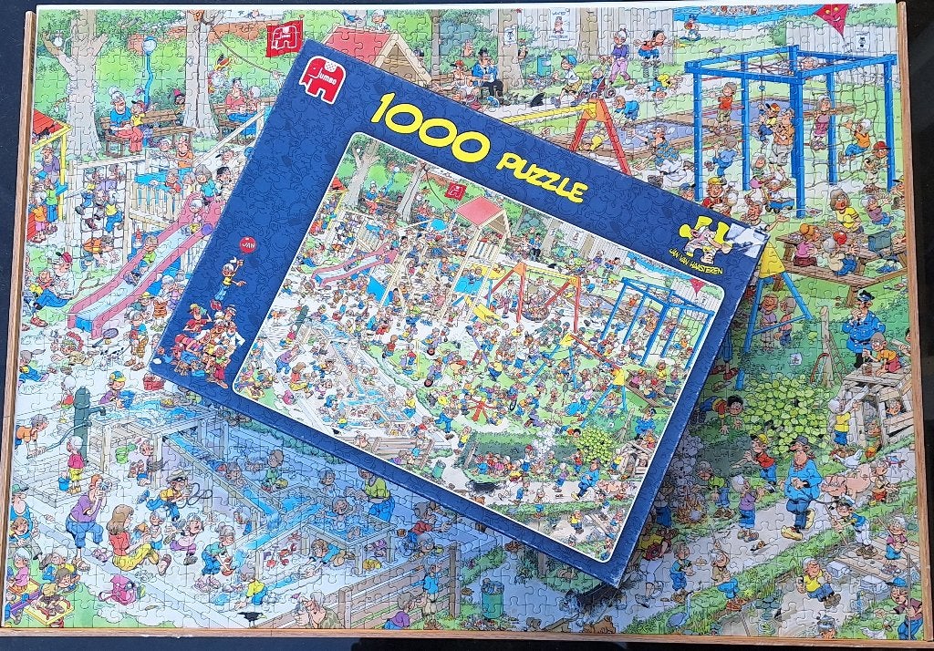 Jan van Haasteren Puzzel 1000 st. Nr 01599 "The playground", Ophalen, 500 t/m 1500 stukjes, Zo goed als nieuw, Legpuzzel