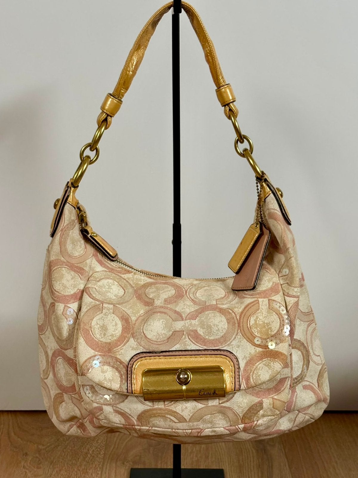 Coach tas Kristin Op Art Sequin Hobo, Verzenden, Zo goed als nieuw, Handtas
