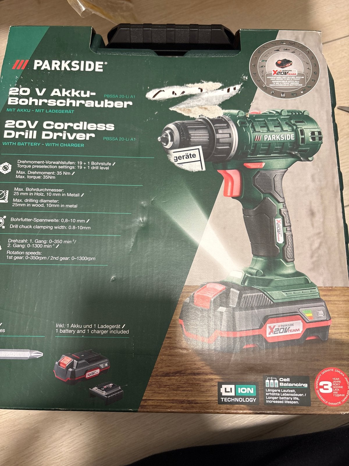 Parkside 20V Accu-Boorschroevendraaier GLOEDNIEUW, Variabele snelheid, Nieuw, Ophalen of Verzenden, Boor- en Schroefmachine