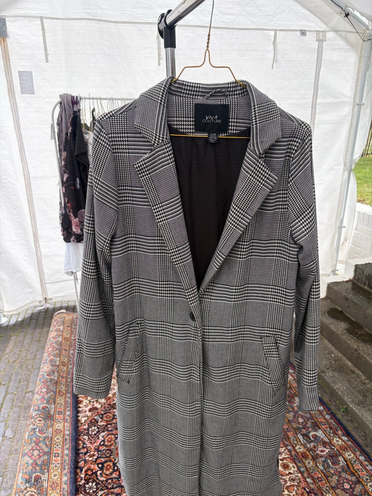 Geruite jas - Maat M, Kleding | Dames, Jassen | Winter, Zo goed als nieuw, Maat 38/40 (M), Zwart, Ophalen of Verzenden