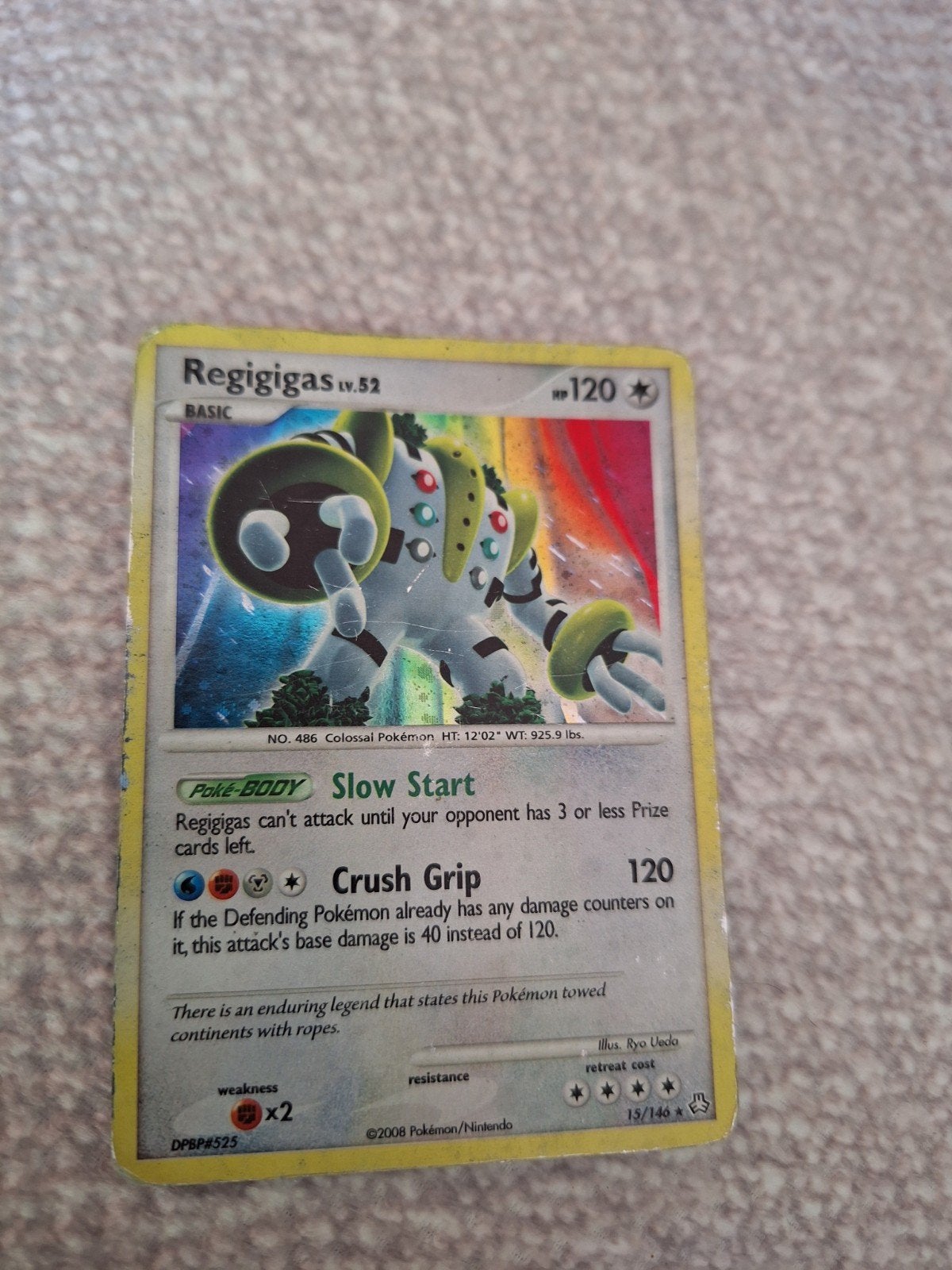 Pokémon Kaart - Regigigas 15/146 - Holo Rare - Legends Awake, Ophalen of Verzenden, Gebruikt, Losse kaart