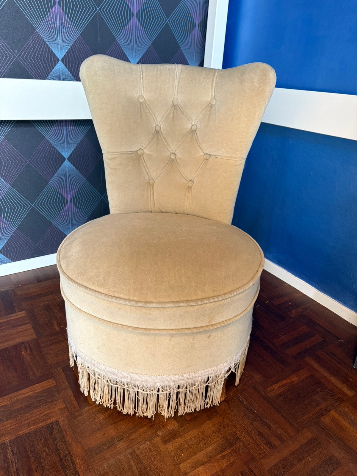 Vintage boudoirstoel cremekleurig, Ophalen