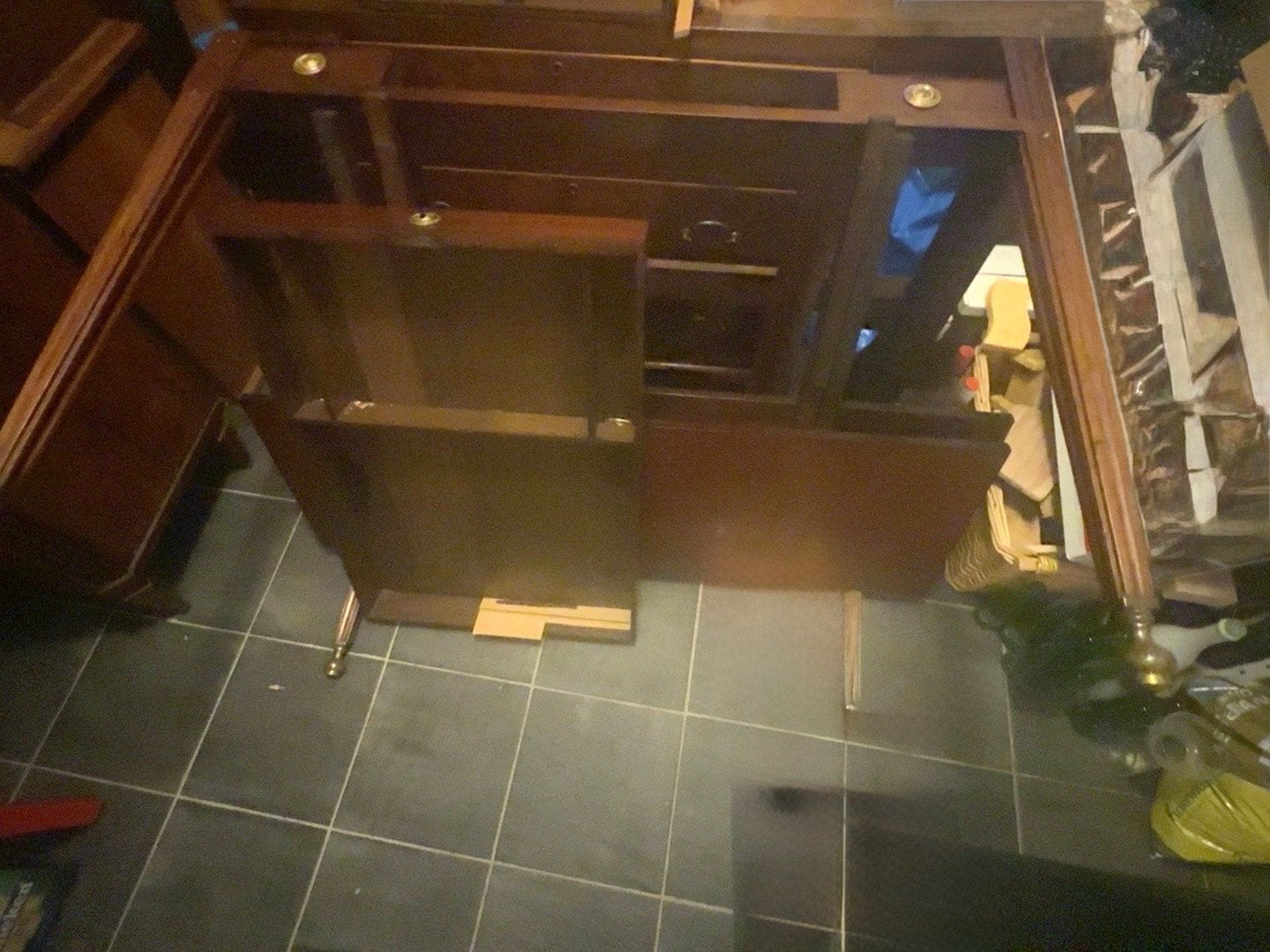 Klassieke vintage houten tafel met lade en uitschuifbladen, Ophalen