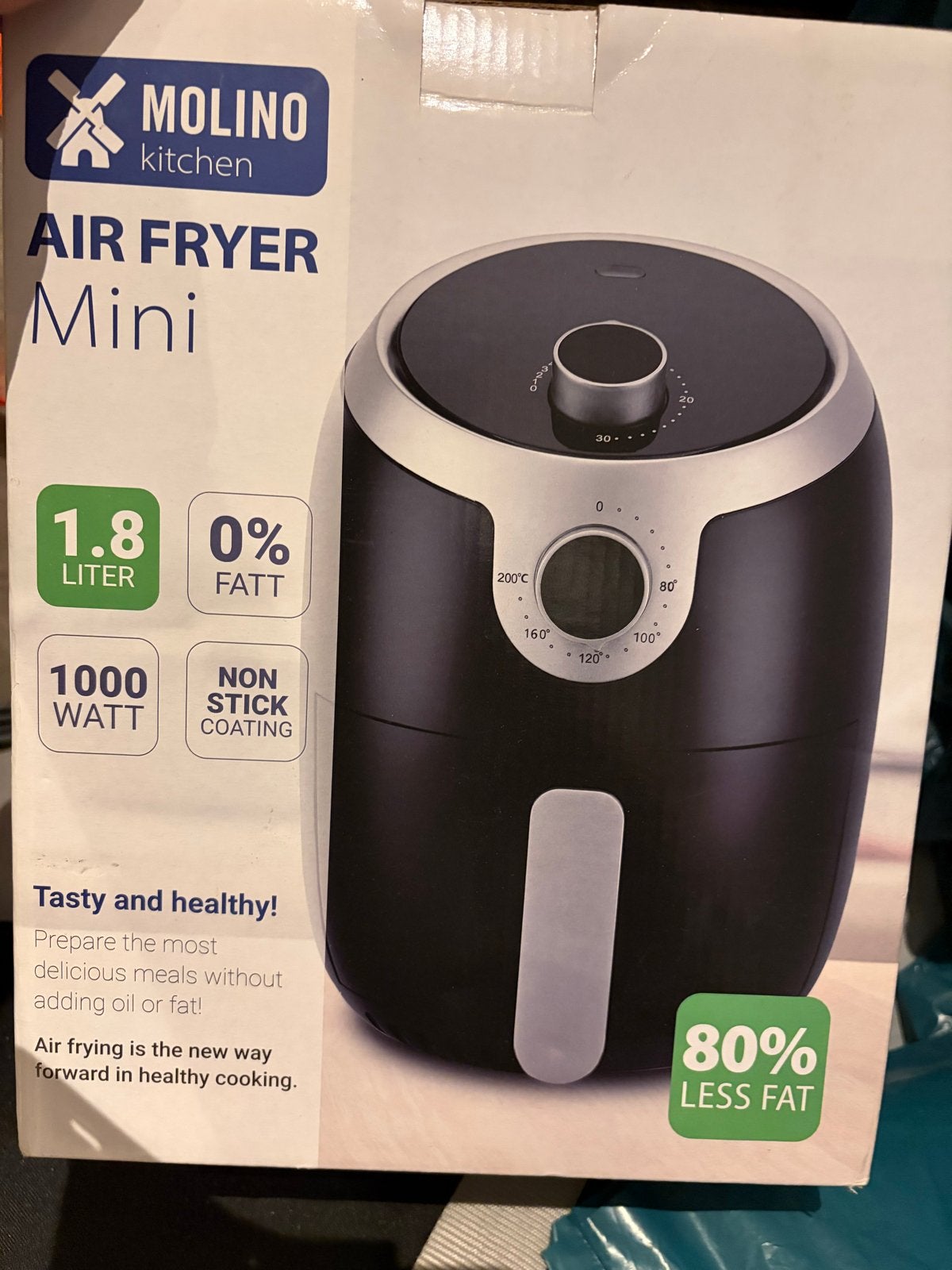 Molino Mini Airfryer 1.8L - Zo goed als nieuw, Witgoed en Apparatuur, Ophalen of Verzenden, Zo goed als nieuw, Airfryer, 1500 gram of meer