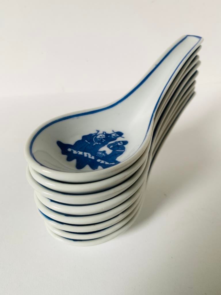 8 Chinese soeplepels delfts blauw Chinees China, Ophalen of Verzenden