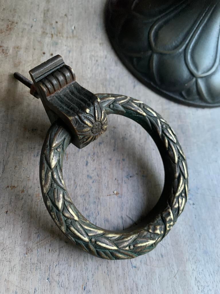 Oude deurklopper brons lauwerkrans, Verzenden, Brons