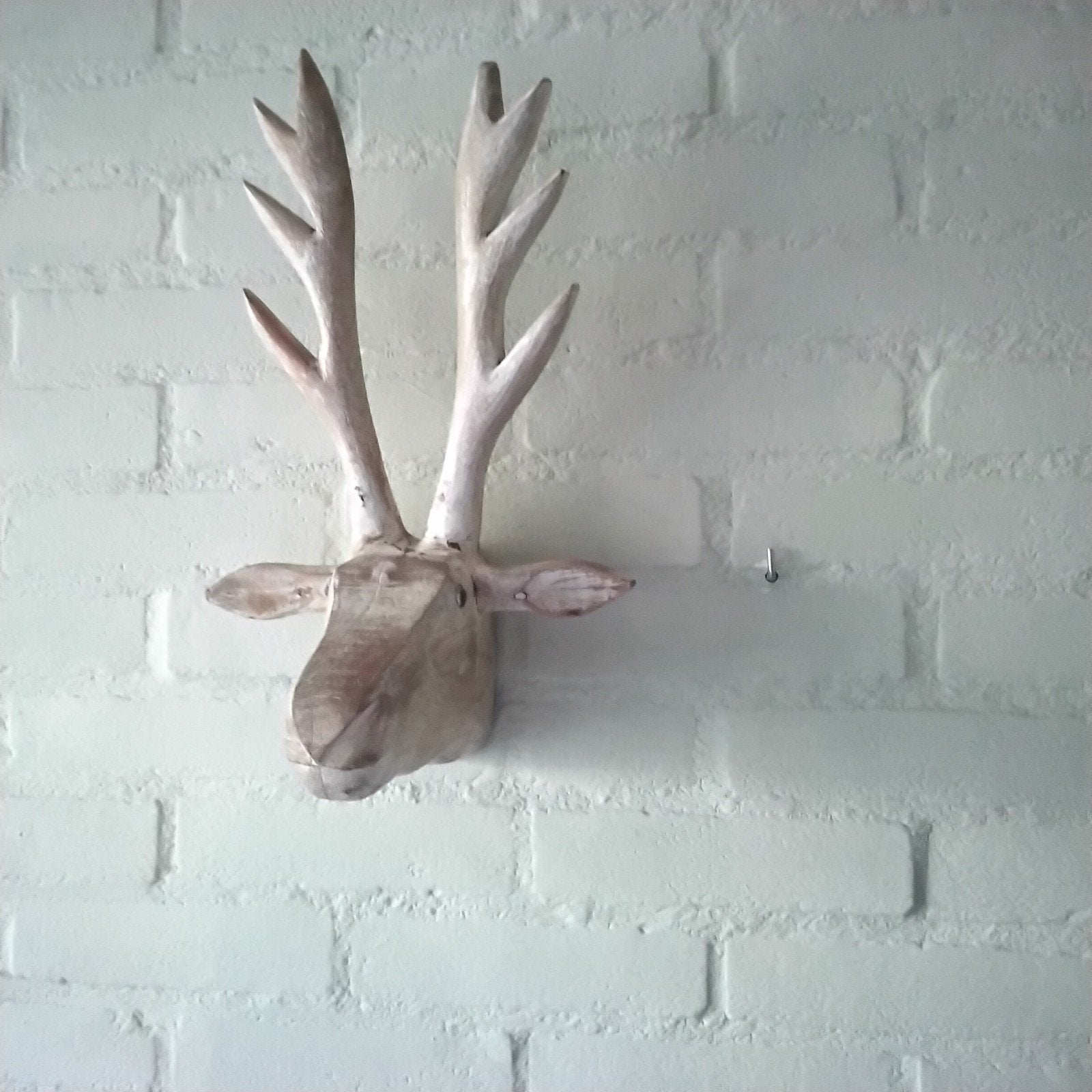 Wand decoratie houten herten of elanden kop, Ophalen of Verzenden