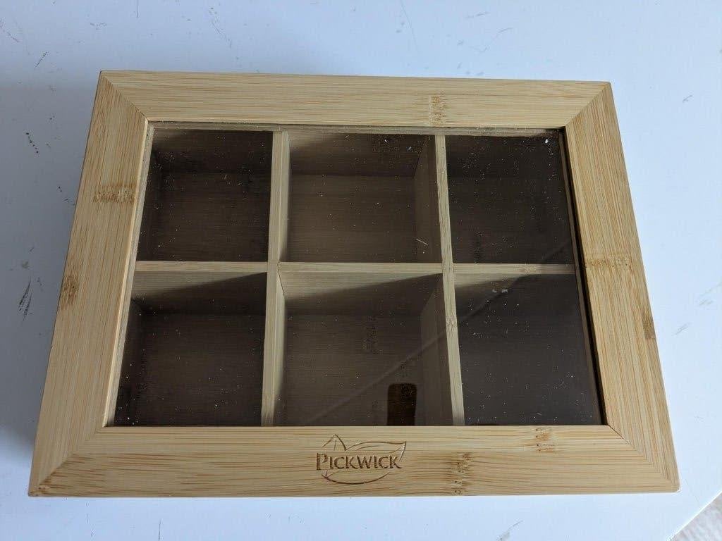 Pickwick  bamboe 6-vaks  theekist/ theedoos, Huis en Inrichting, Overige typen, Hout, Ophalen of Verzenden, Zo goed als nieuw