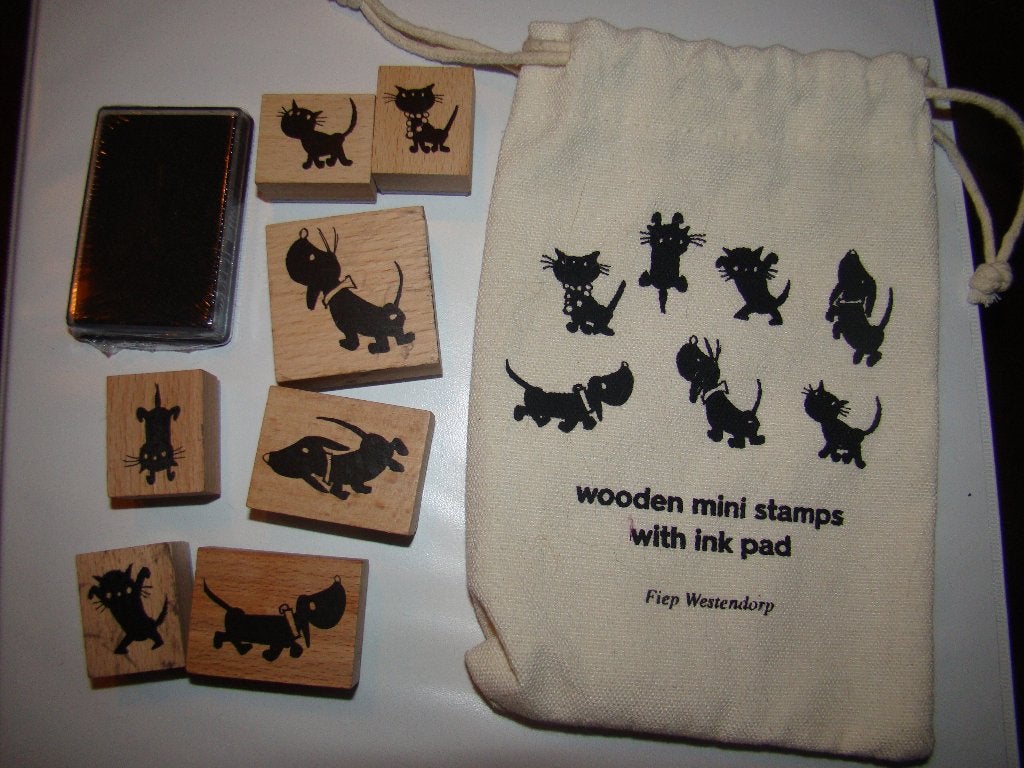 Hema takkie stempel set , nieuw 7 stempels ,kussen en zakje, Ophalen of Verzenden, Nieuw, Houten stempel