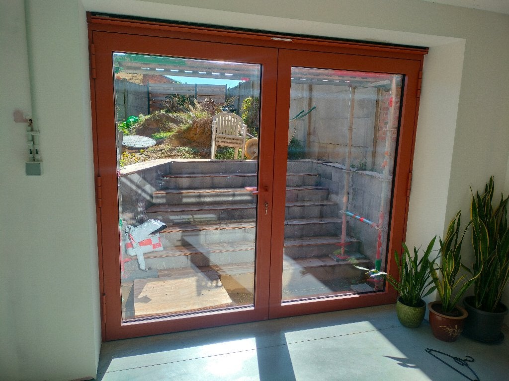 Gloednieuwe Reynaers Aluminium Dubbele Deur, Ophalen, Nieuw, Buitendeur, Glas