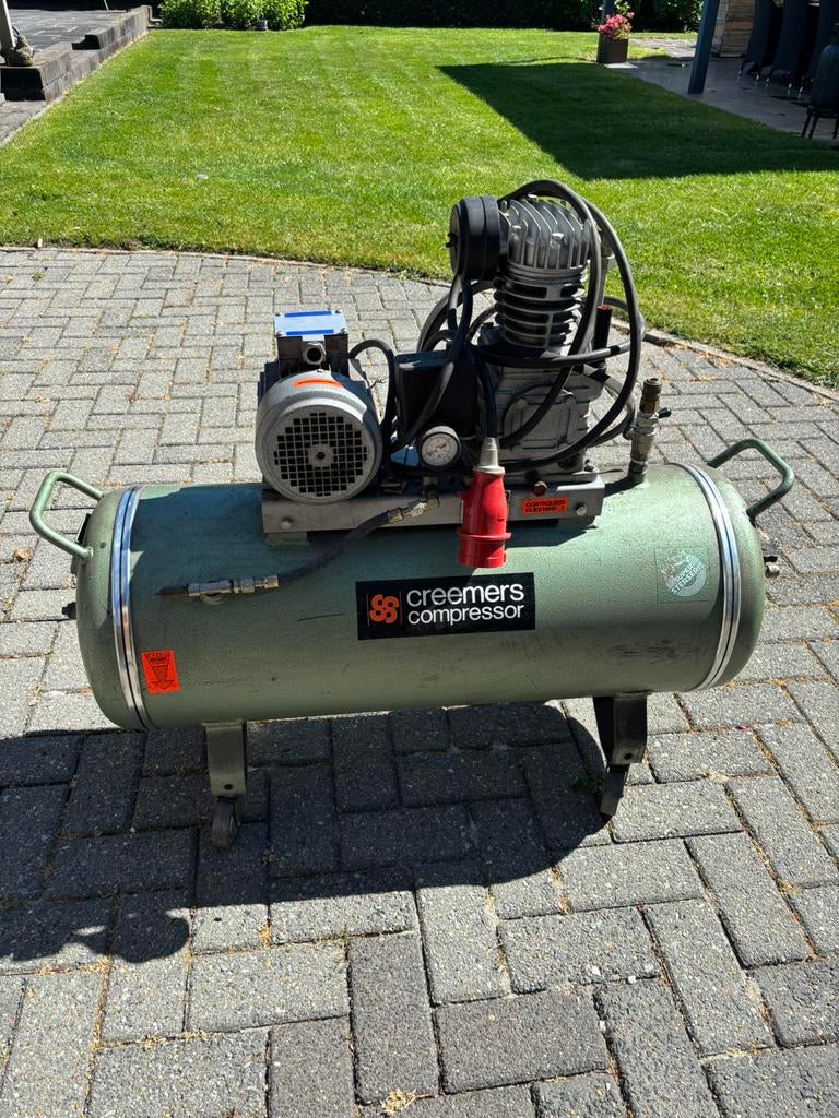 Creemers compressor 90 ltr tank elektro motor stuk, 100 liter of meer, Ophalen, Zo goed als nieuw