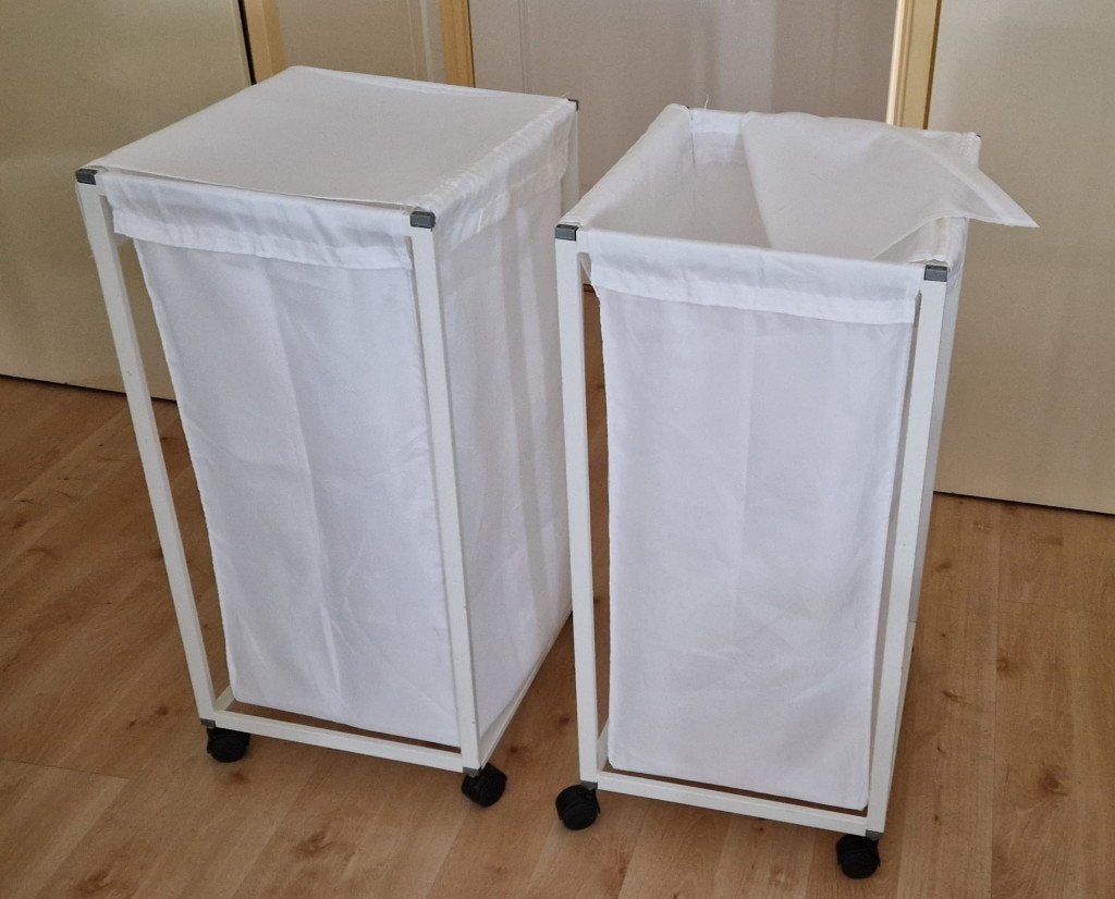 Wasmanden op Wieltjes - Wit, Ophalen, Zo goed als nieuw, Wasmand, Wit