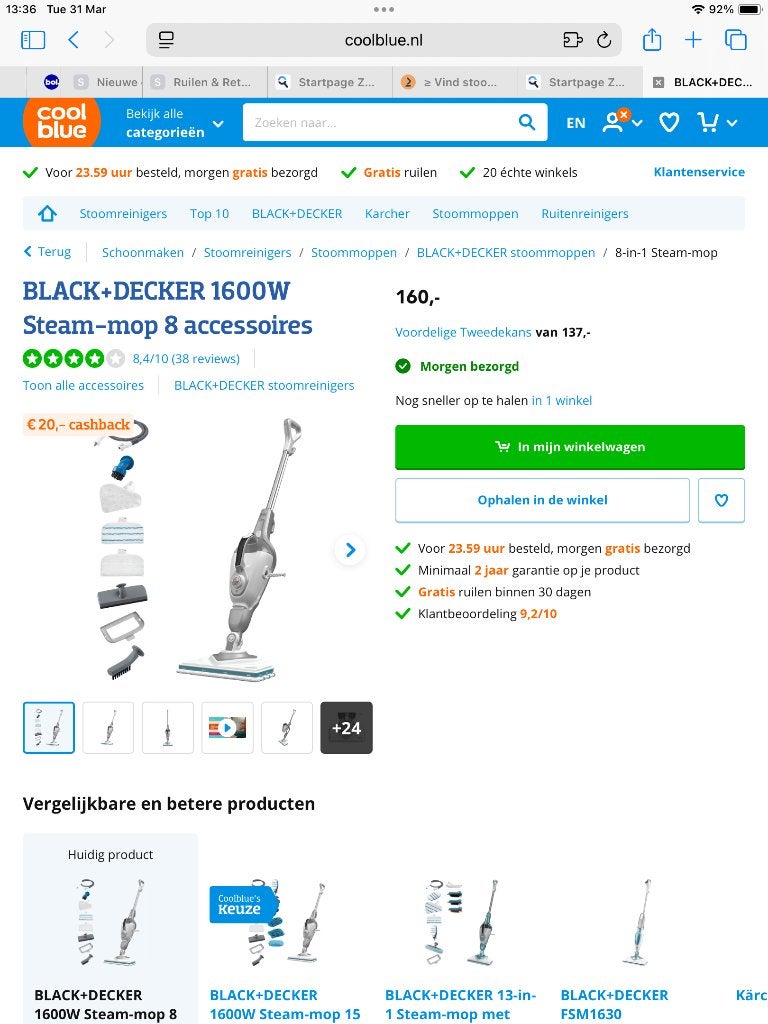 Stoom machine Black en Decker, Ophalen, Zo goed als nieuw, Stoomreiniger