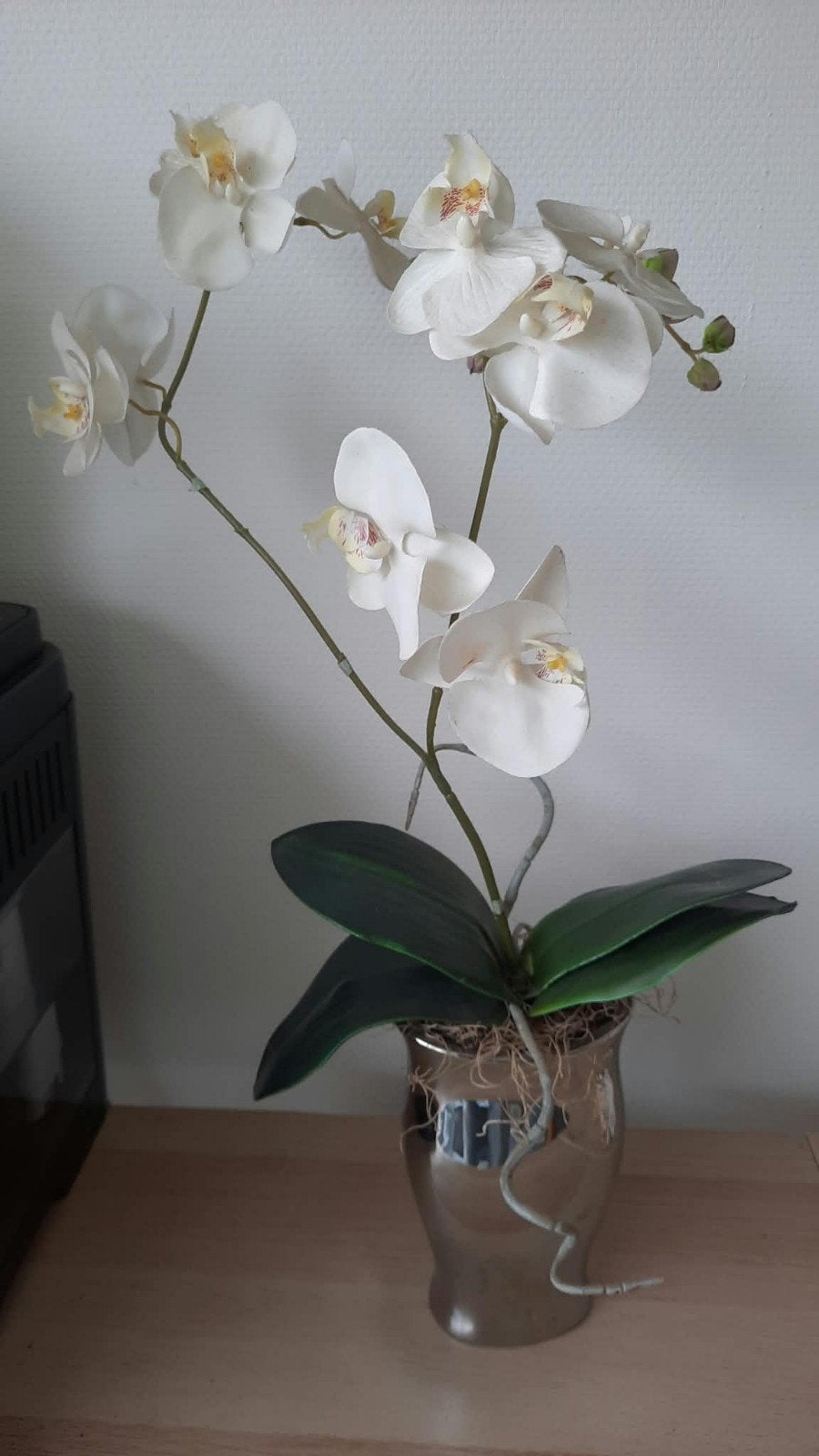 Prachtige kunstorchidee in pot - Wit, Ophalen, Binnen, Met pot of vaas, Kunstbloem
