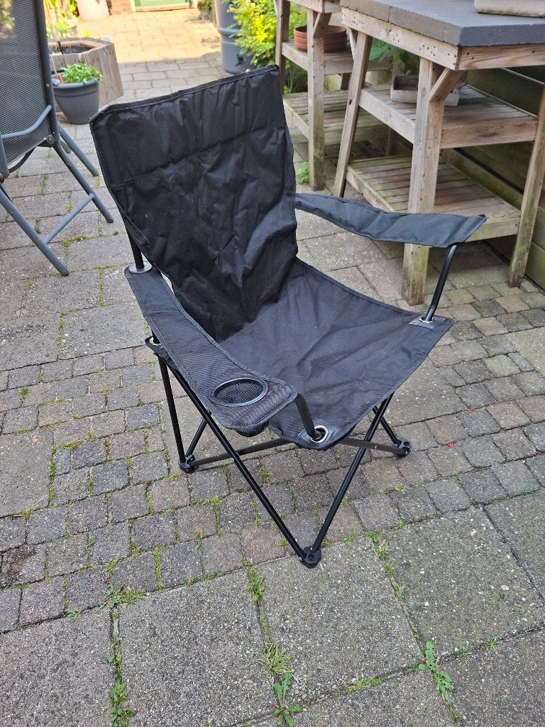 Te koop uitklapbaar stoeltje zwart., Ophalen, Gebruikt