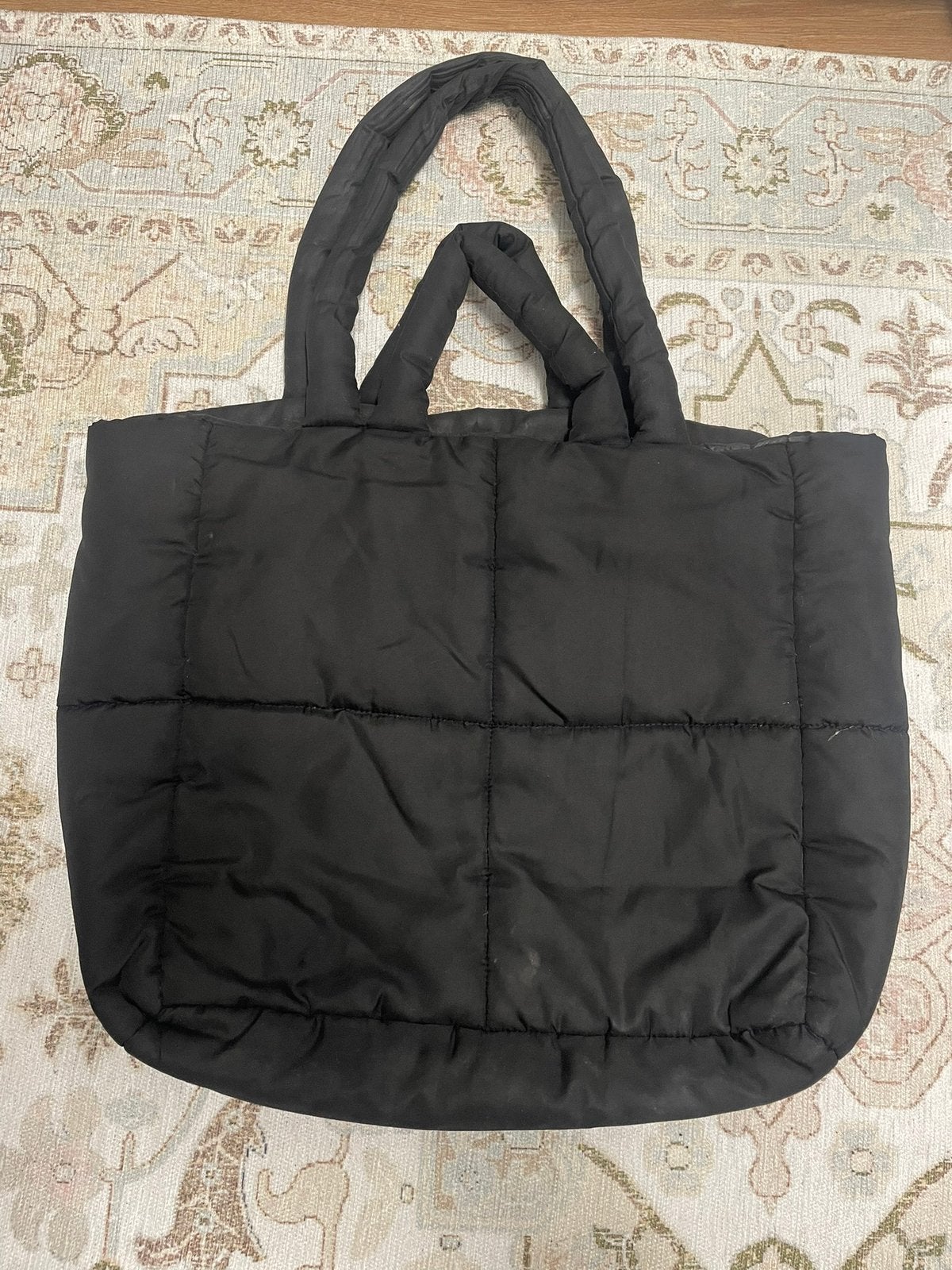 Zwarte puffer tote bag H&M Divided gewatteerde shopper, Ophalen of Verzenden, Gebruikt, Zwart, Shopper
