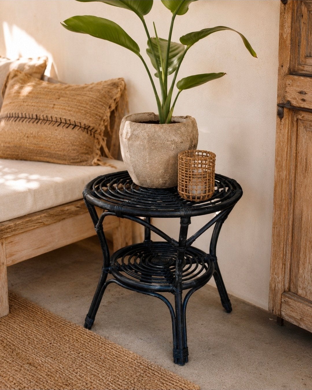 Tafeltje Itam van Mooi Bali, 45 tot 60 cm, Overige materialen, Boho, Tropisch, Modern, Bali, Rond