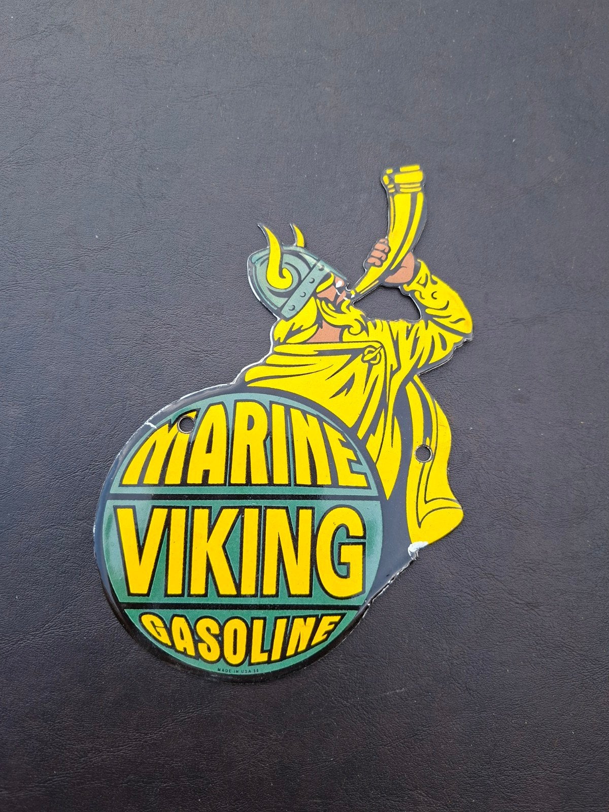 Emaille Marine Viking Gasoline bordje, Ophalen of Verzenden, Zo goed als nieuw, Reclamebord