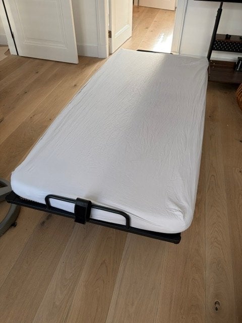 vouwbed 90/200  met spieraal bodem  1 persoons  2 bedden, Ophalen, Gebruikt, 90 cm, Eenpersoons