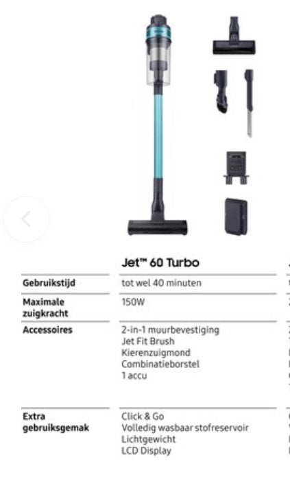 Foto 2 van stofzuiger Samsung Jet 60 Turbo te koop