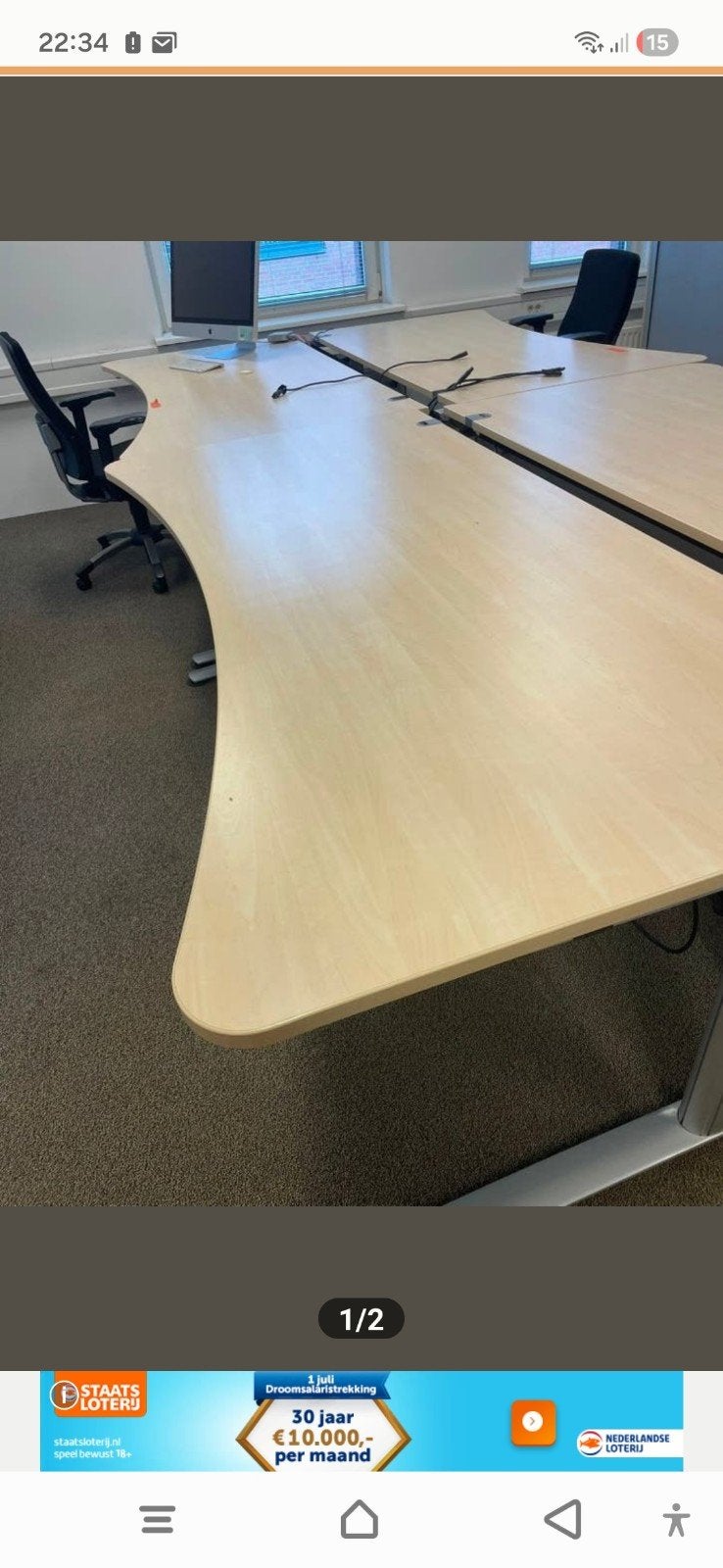 In hoogte verstelbaar bureau 200x100 cm, zgan, Ophalen, In hoogte verstelbaar, Zo goed als nieuw