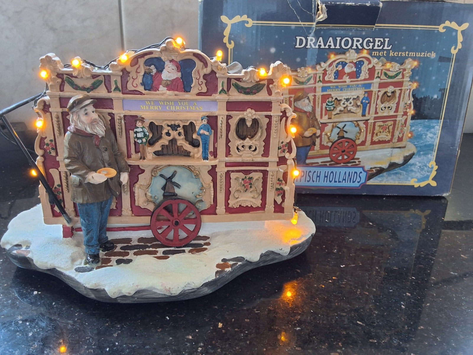 Typisch Hollands kerstdorp Draaiorgel kersthuisje, Ophalen of Verzenden