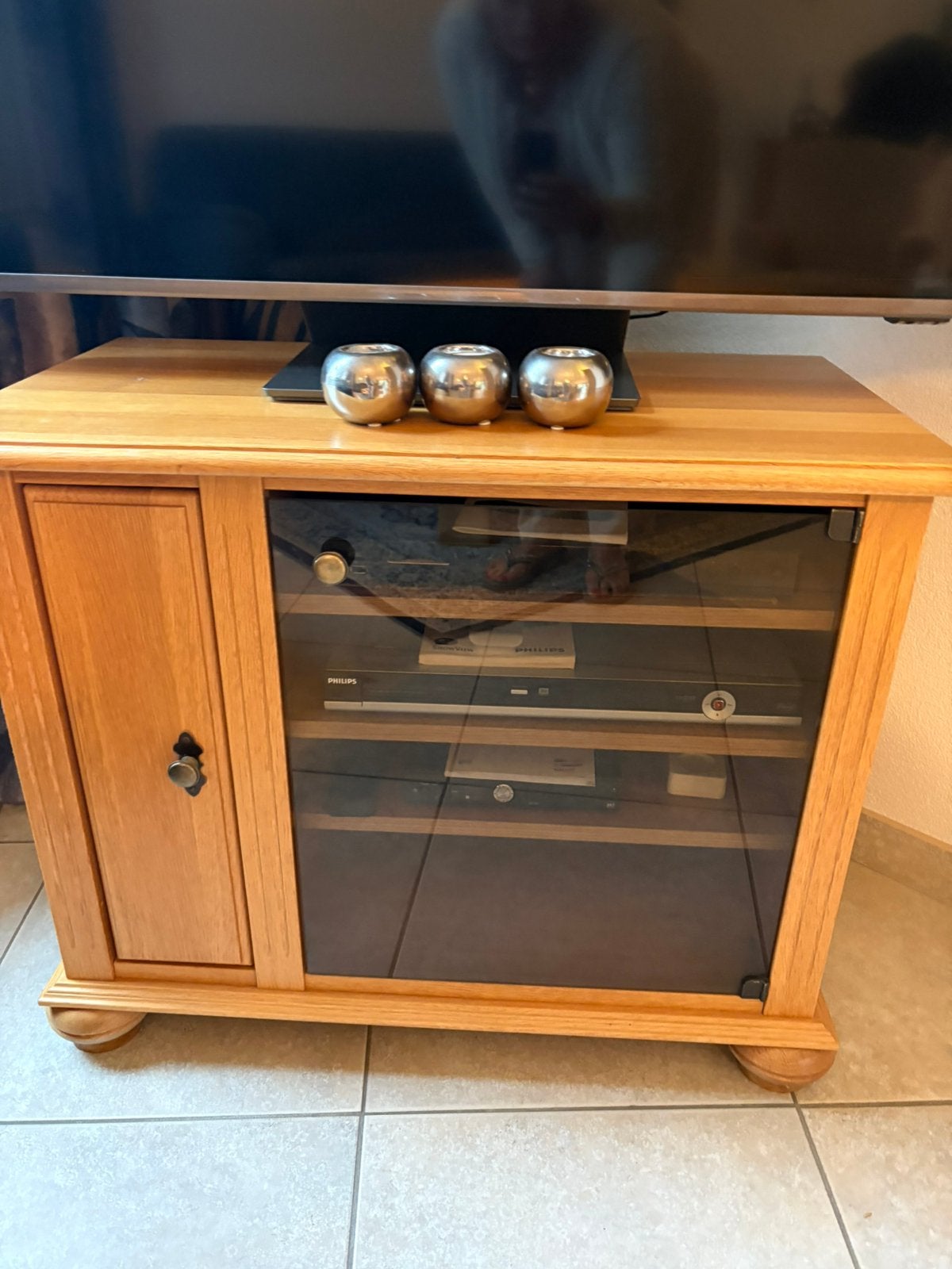 Eiken tv kast, Ophalen, Minder dan 50 cm, Eikenhout, Zo goed als nieuw