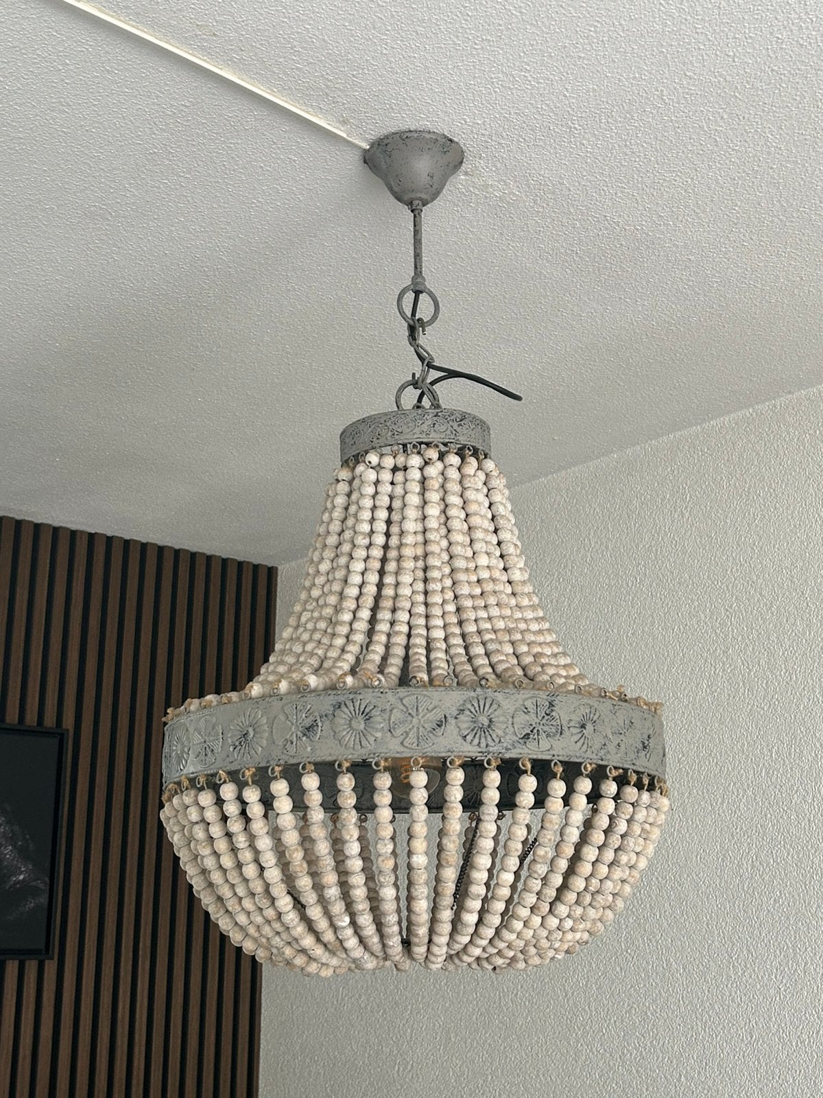 Kralen hanglamp lifestyle, Ophalen of Verzenden, Zo goed als nieuw, Hout, Landelijk