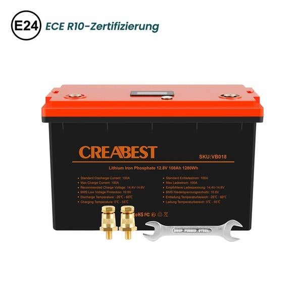 CREABEST LiFePO4 Lithium Accu 12V 100Ah met Bluetooth, Ophalen of Verzenden, Nieuw