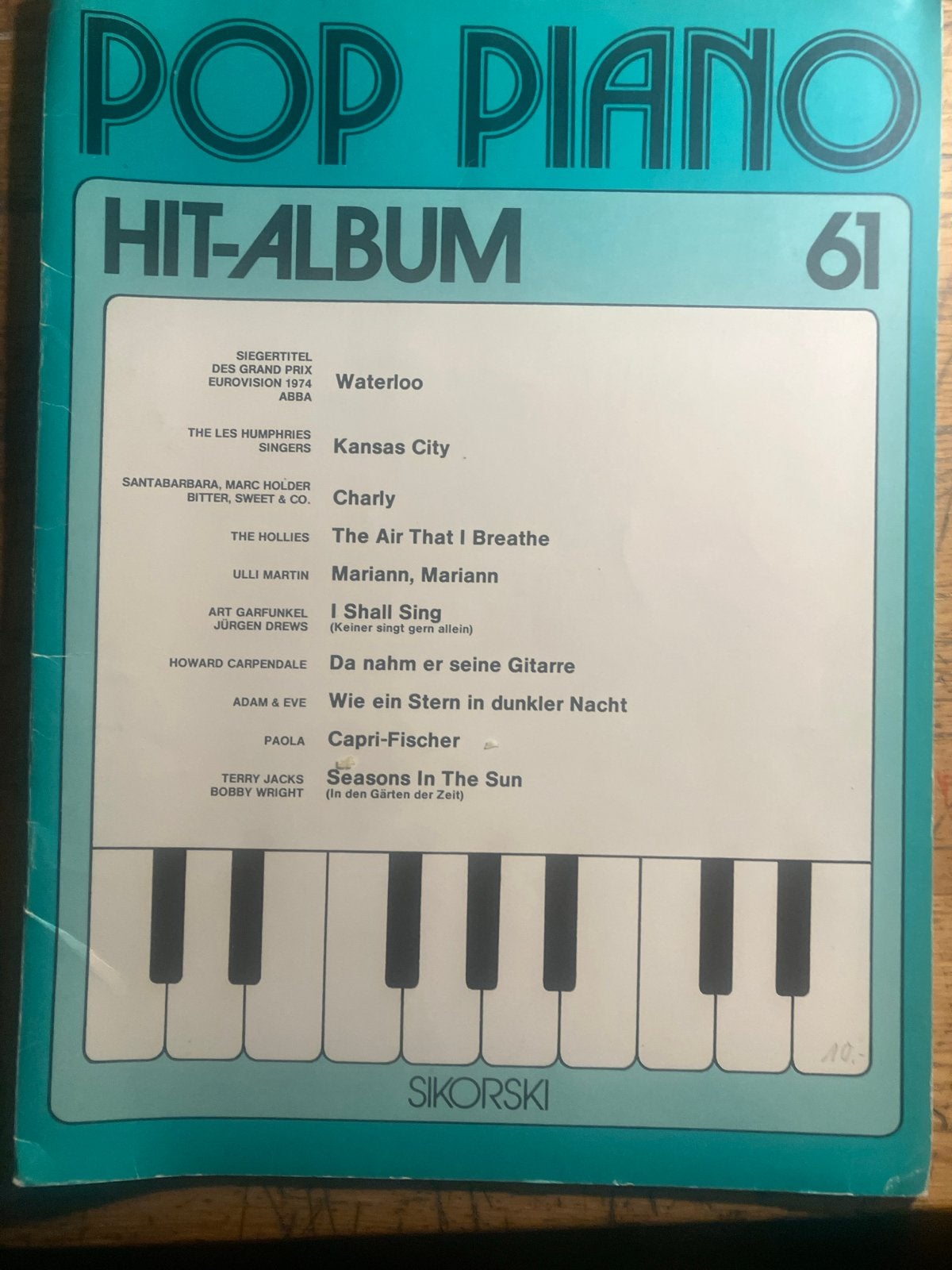 Pop Piano Hit-Album 61 - ABBA, The Hollies, Art Garfunkel, Muziek en Instrumenten, Bladmuziek, Gebruikt, Ophalen of Verzenden