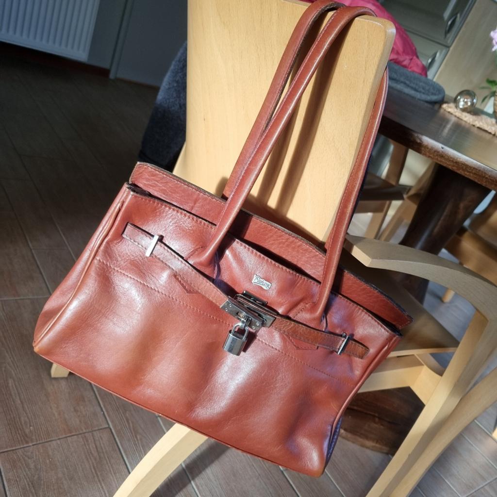 Lederen schoudertas in Birkin-stijl  *fontas*, Ophalen of Verzenden, Gebruikt, Bruin, Handtas
