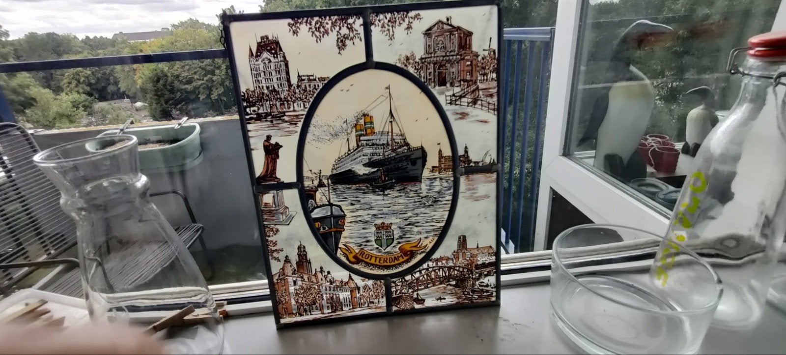 Vintage Glas-in-lood paneel Rotterdam, Ophalen
